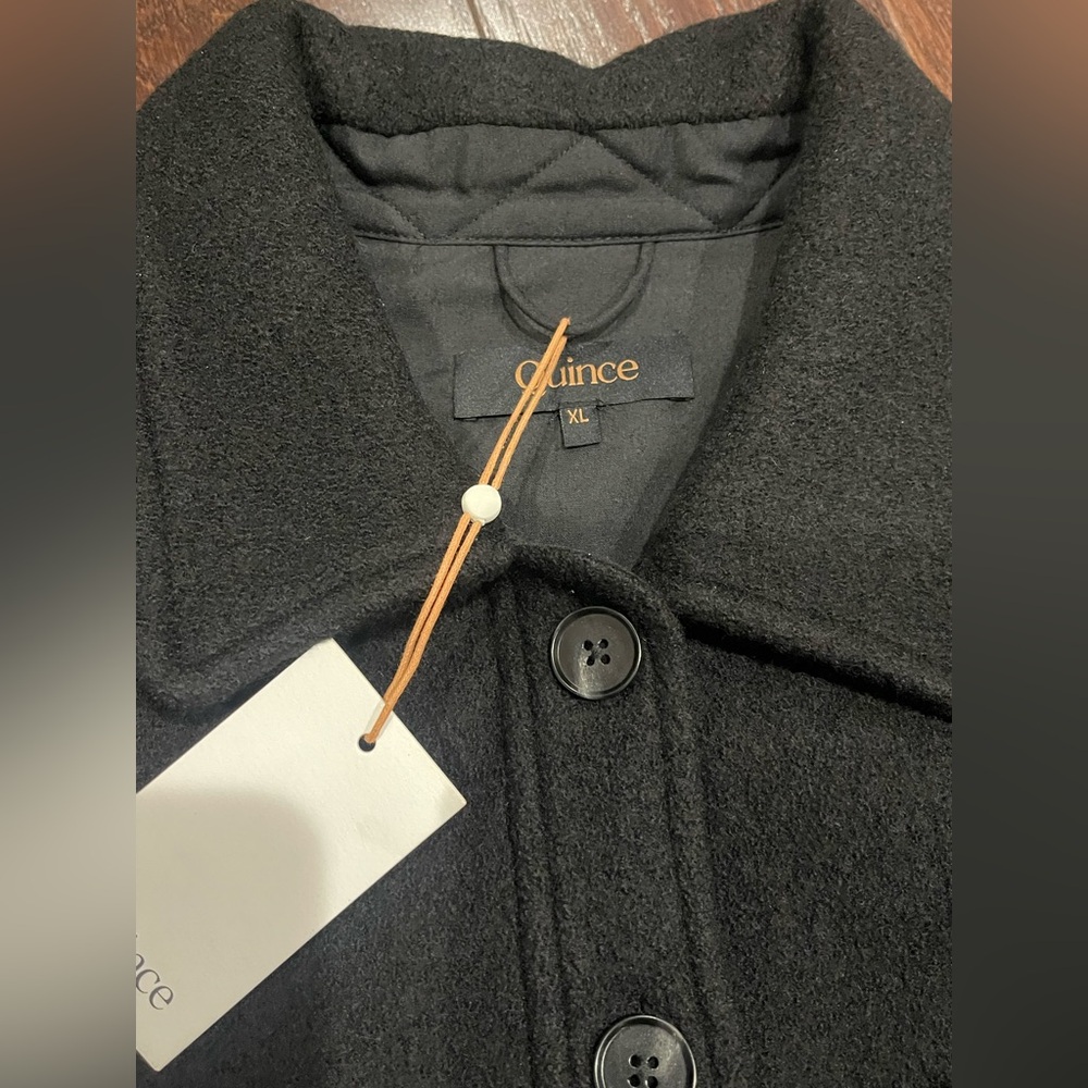 Quince 100% Merino Wool Cropped Shirt Jacket Black Women Size X-Large NEW - Picture 7 of 8